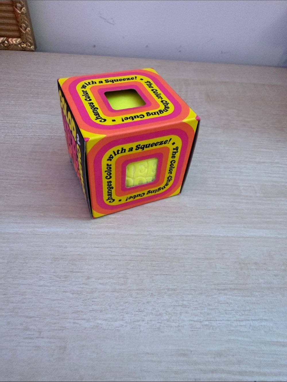 Color-Change Squeeze Cube Toy - Yellow Sensory Fidget